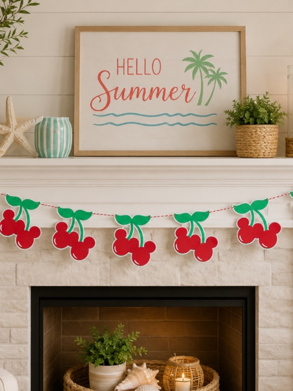 Disney Cherry Garland - Red and Green Decorative Banner